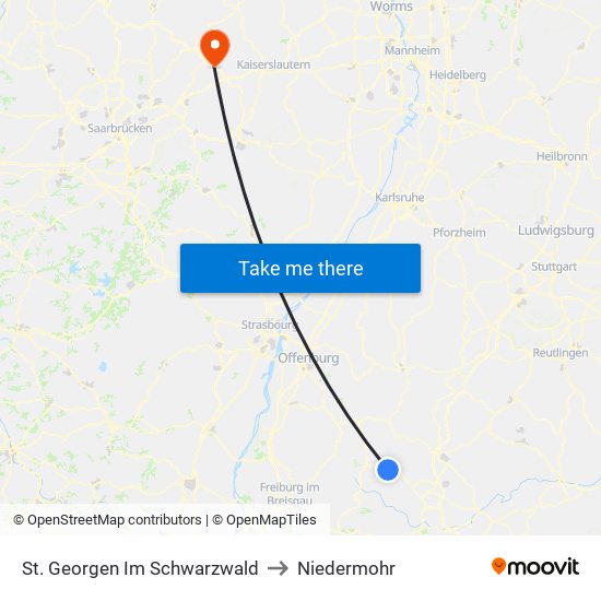 St. Georgen Im Schwarzwald to Niedermohr map