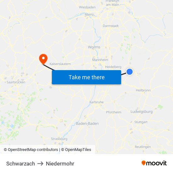 Schwarzach to Niedermohr map