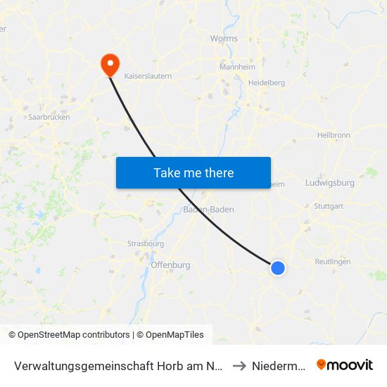 Verwaltungsgemeinschaft Horb am Neckar to Niedermohr map