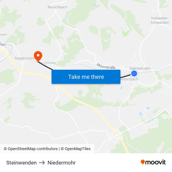 Steinwenden to Niedermohr map