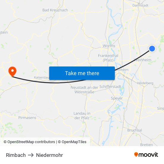 Rimbach to Niedermohr map