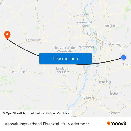 Verwaltungsverband Elsenztal to Niedermohr map