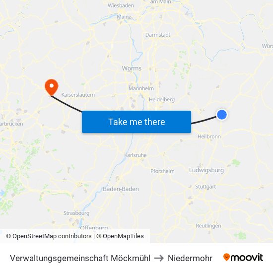Verwaltungsgemeinschaft Möckmühl to Niedermohr map