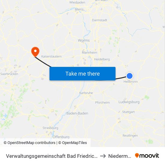 Verwaltungsgemeinschaft Bad Friedrichshall to Niedermohr map