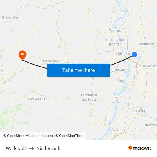 Wallstadt to Niedermohr map