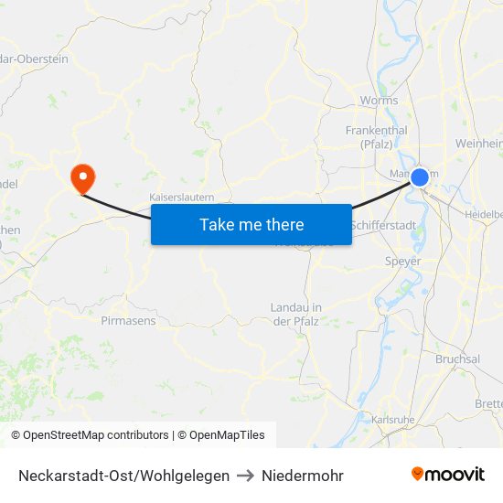 Neckarstadt-Ost/Wohlgelegen to Niedermohr map