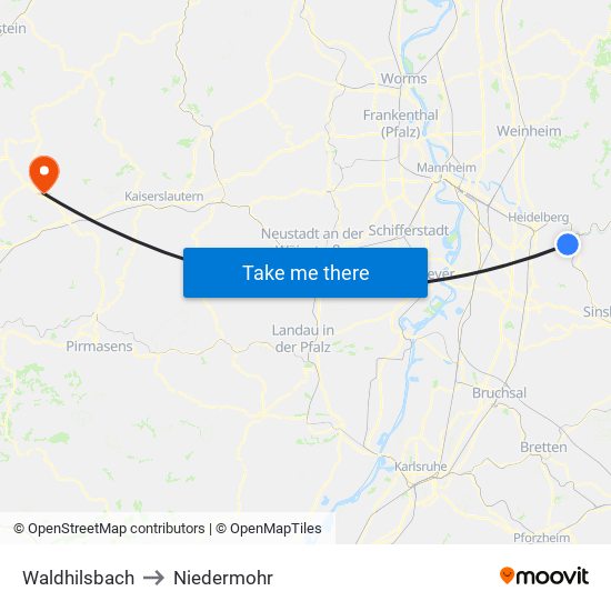 Waldhilsbach to Niedermohr map