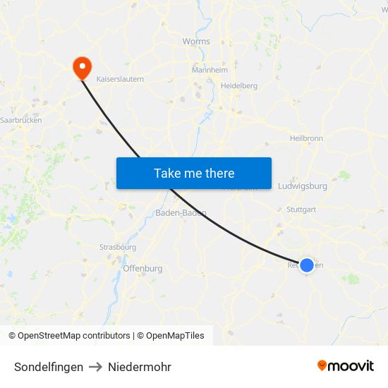 Sondelfingen to Niedermohr map