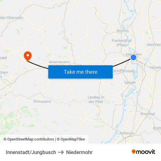 Innenstadt/Jungbusch to Niedermohr map