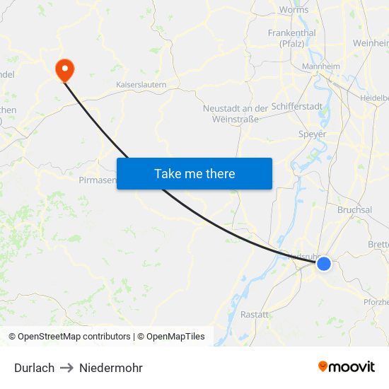 Durlach to Niedermohr map