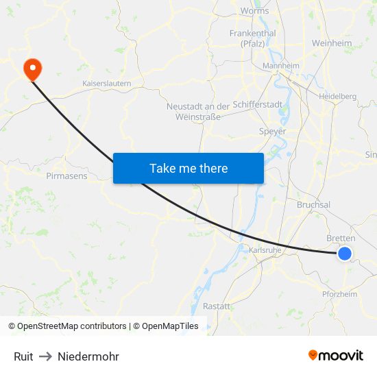 Ruit to Niedermohr map