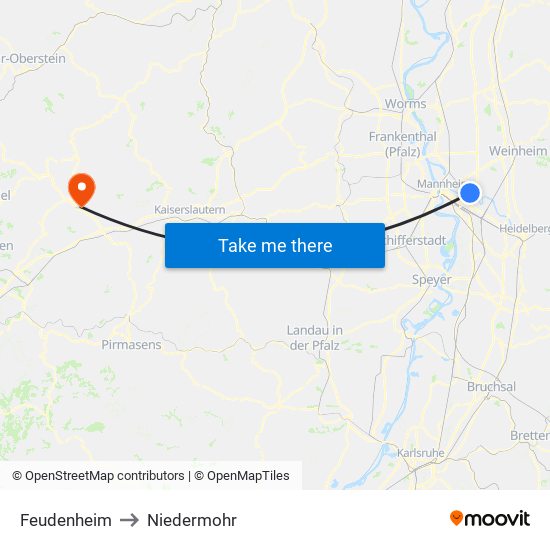 Feudenheim to Niedermohr map