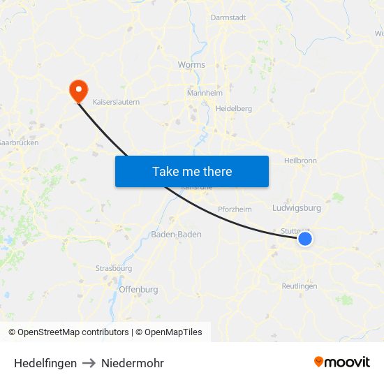 Hedelfingen to Niedermohr map