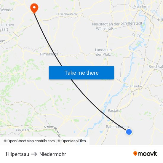 Hilpertsau to Niedermohr map