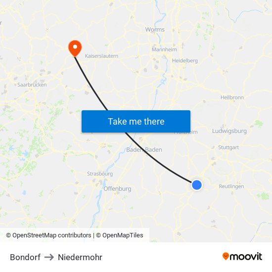 Bondorf to Niedermohr map