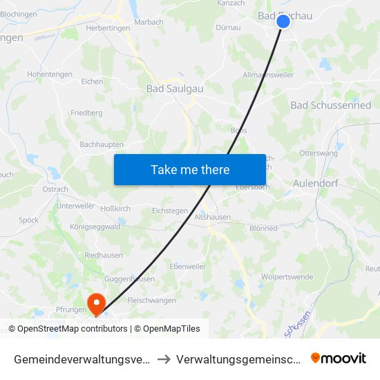 Gemeindeverwaltungsverband Bad Buchau to Verwaltungsgemeinschaft Wilhelmsdorf map