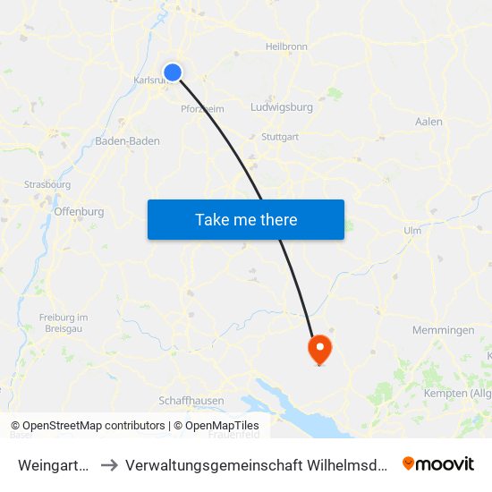 Weingarten to Verwaltungsgemeinschaft Wilhelmsdorf map
