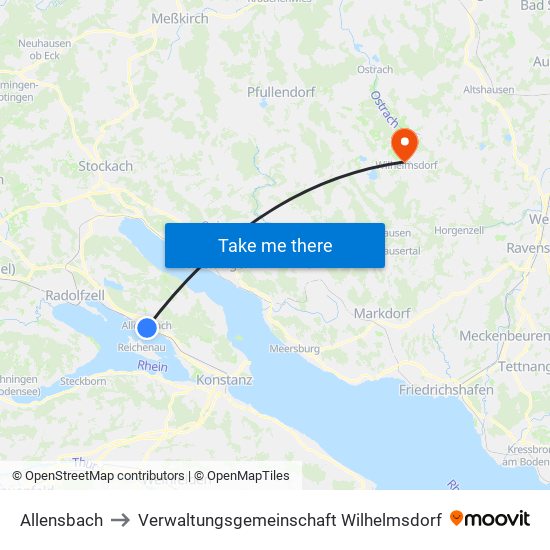 Allensbach to Verwaltungsgemeinschaft Wilhelmsdorf map