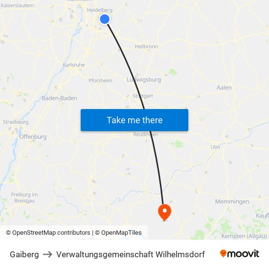 Gaiberg to Verwaltungsgemeinschaft Wilhelmsdorf map