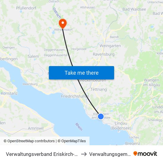 Verwaltungsverband Eriskirch-Kressbronn am Bodensee-Langenargen to Verwaltungsgemeinschaft Wilhelmsdorf map