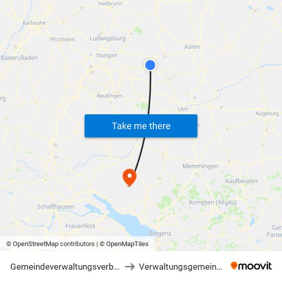 Gemeindeverwaltungsverband Östlicher Schurwald to Verwaltungsgemeinschaft Wilhelmsdorf map