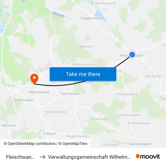 Fleischwangen to Verwaltungsgemeinschaft Wilhelmsdorf map