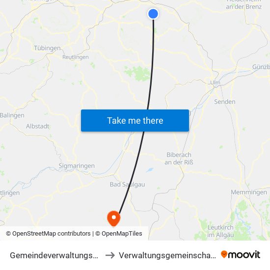 Gemeindeverwaltungsverband Voralb to Verwaltungsgemeinschaft Wilhelmsdorf map