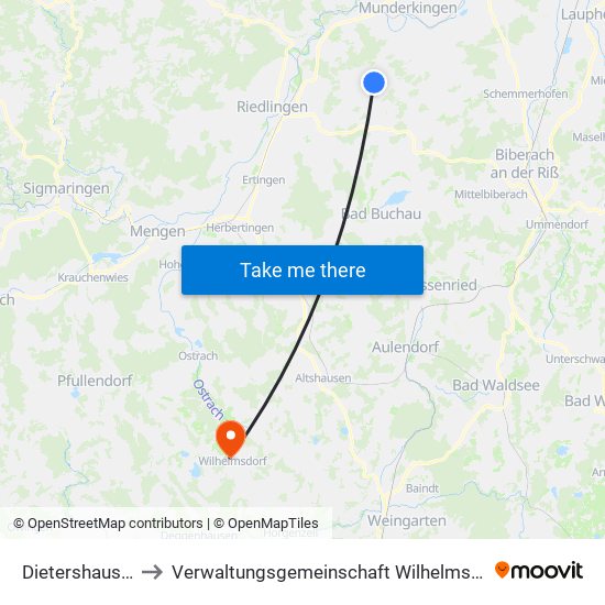 Dietershausen to Verwaltungsgemeinschaft Wilhelmsdorf map