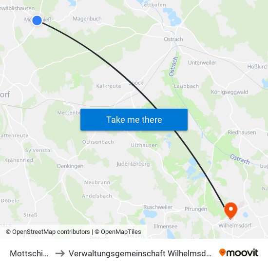 Mottschieß to Verwaltungsgemeinschaft Wilhelmsdorf map