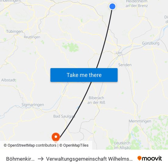 Böhmenkirch to Verwaltungsgemeinschaft Wilhelmsdorf map