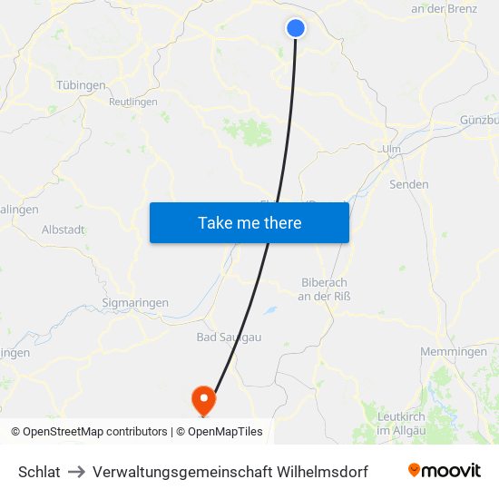 Schlat to Verwaltungsgemeinschaft Wilhelmsdorf map