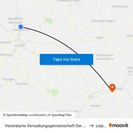 Vereinbarte Verwaltungsgemeinschaft Der Stadt Freiberg am Neckar to Leipheim map