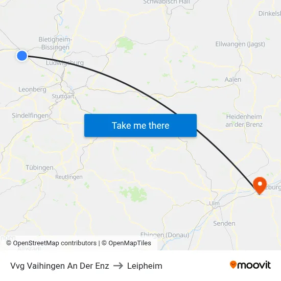 Vvg Vaihingen An Der Enz to Leipheim map