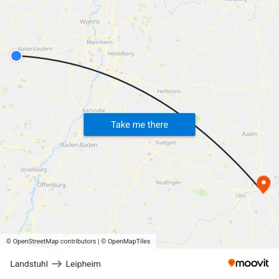 Landstuhl to Leipheim map