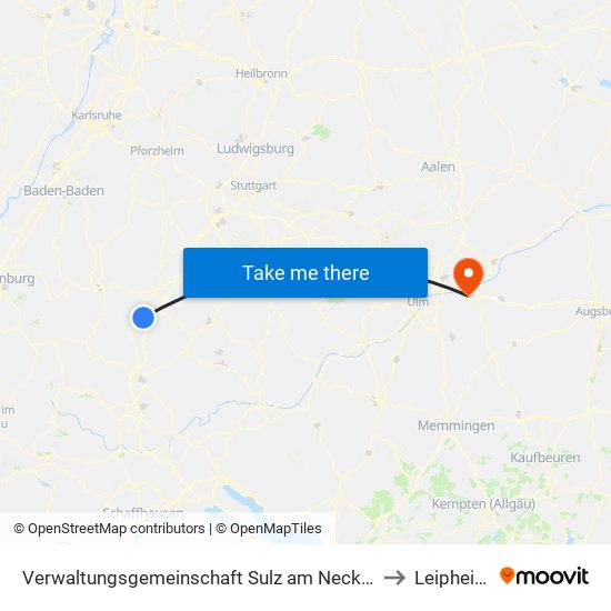 Verwaltungsgemeinschaft Sulz am Neckar to Leipheim map