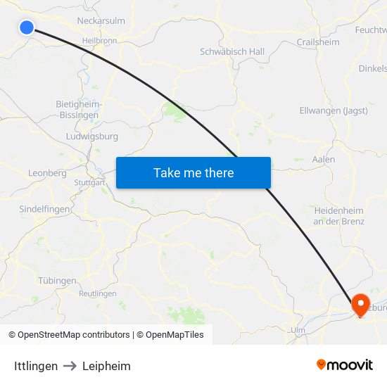 Ittlingen to Leipheim map