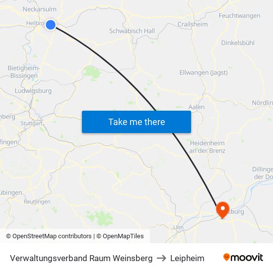 Verwaltungsverband Raum Weinsberg to Leipheim map