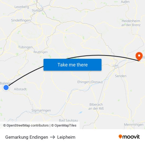 Gemarkung Endingen to Leipheim map