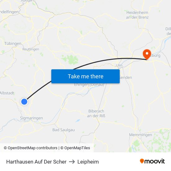 Harthausen Auf Der Scher to Leipheim map