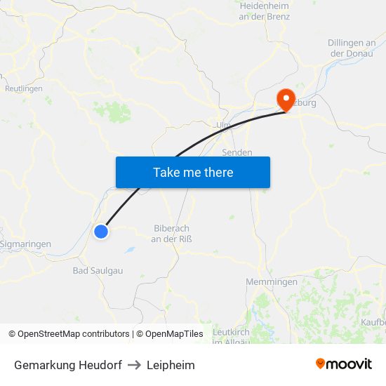 Gemarkung Heudorf to Leipheim map