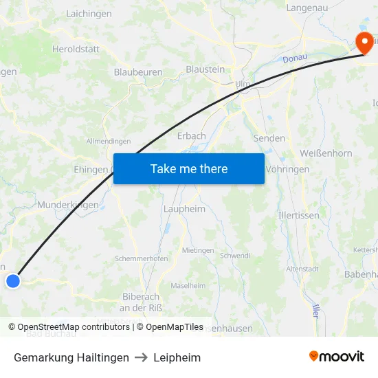 Gemarkung Hailtingen to Leipheim map