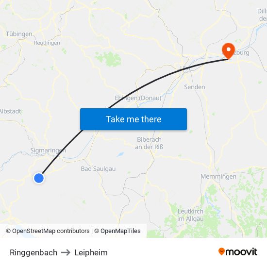 Ringgenbach to Leipheim map