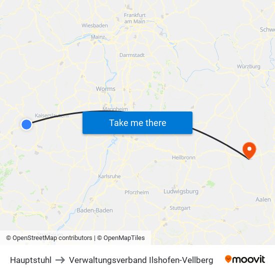 Hauptstuhl to Verwaltungsverband Ilshofen-Vellberg map