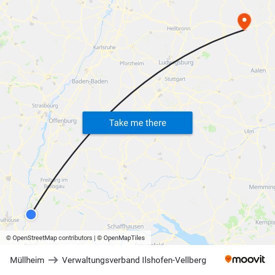 Müllheim to Verwaltungsverband Ilshofen-Vellberg map