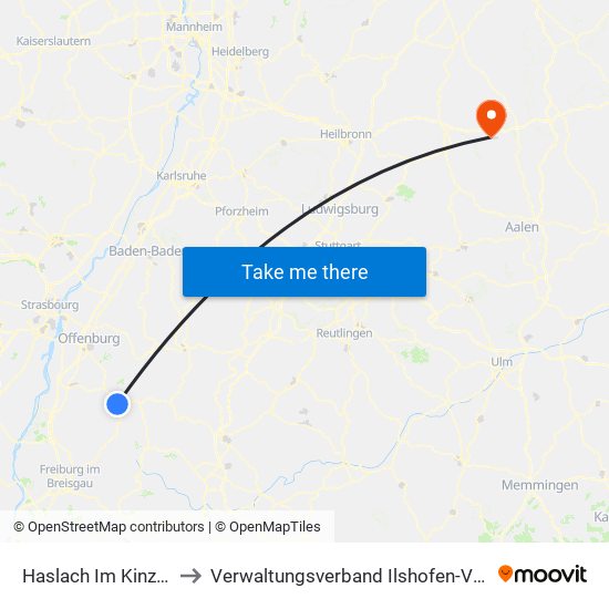 Haslach Im Kinzigtal to Verwaltungsverband Ilshofen-Vellberg map