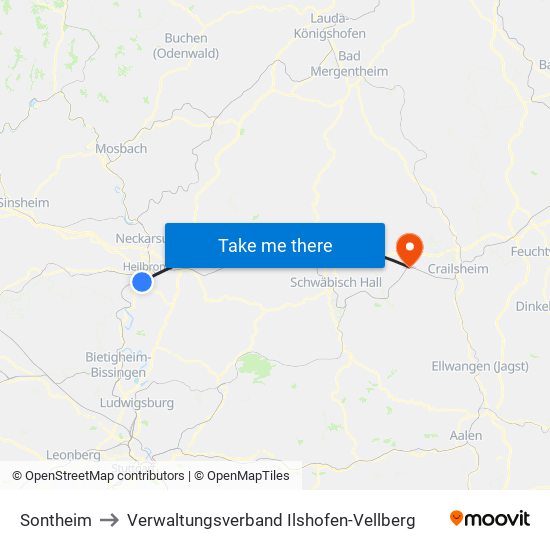 Sontheim to Verwaltungsverband Ilshofen-Vellberg map