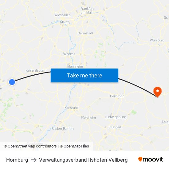 Homburg to Verwaltungsverband Ilshofen-Vellberg map