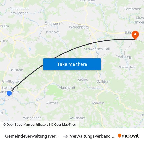 Gemeindeverwaltungsverband Steinheim-Murr to Verwaltungsverband Ilshofen-Vellberg map