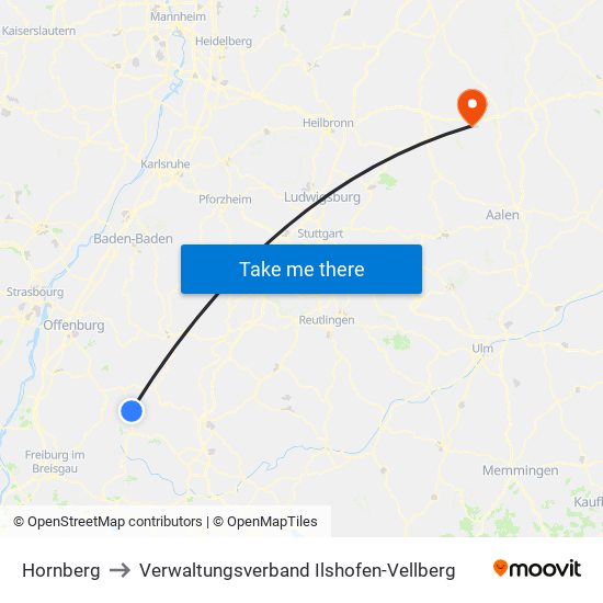 Hornberg to Verwaltungsverband Ilshofen-Vellberg map