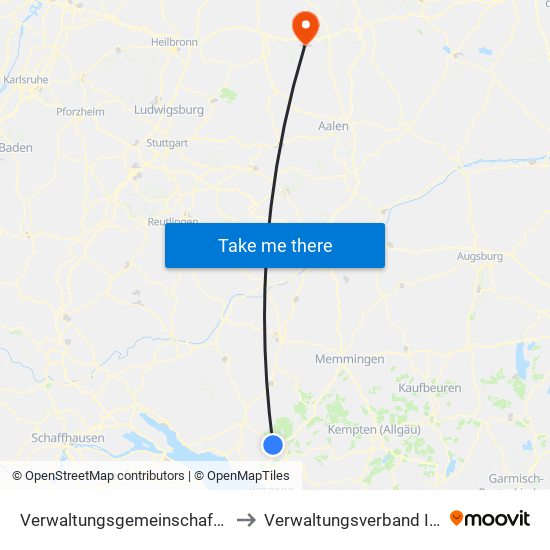 Verwaltungsgemeinschaft Wangen Im Allgäu to Verwaltungsverband Ilshofen-Vellberg map